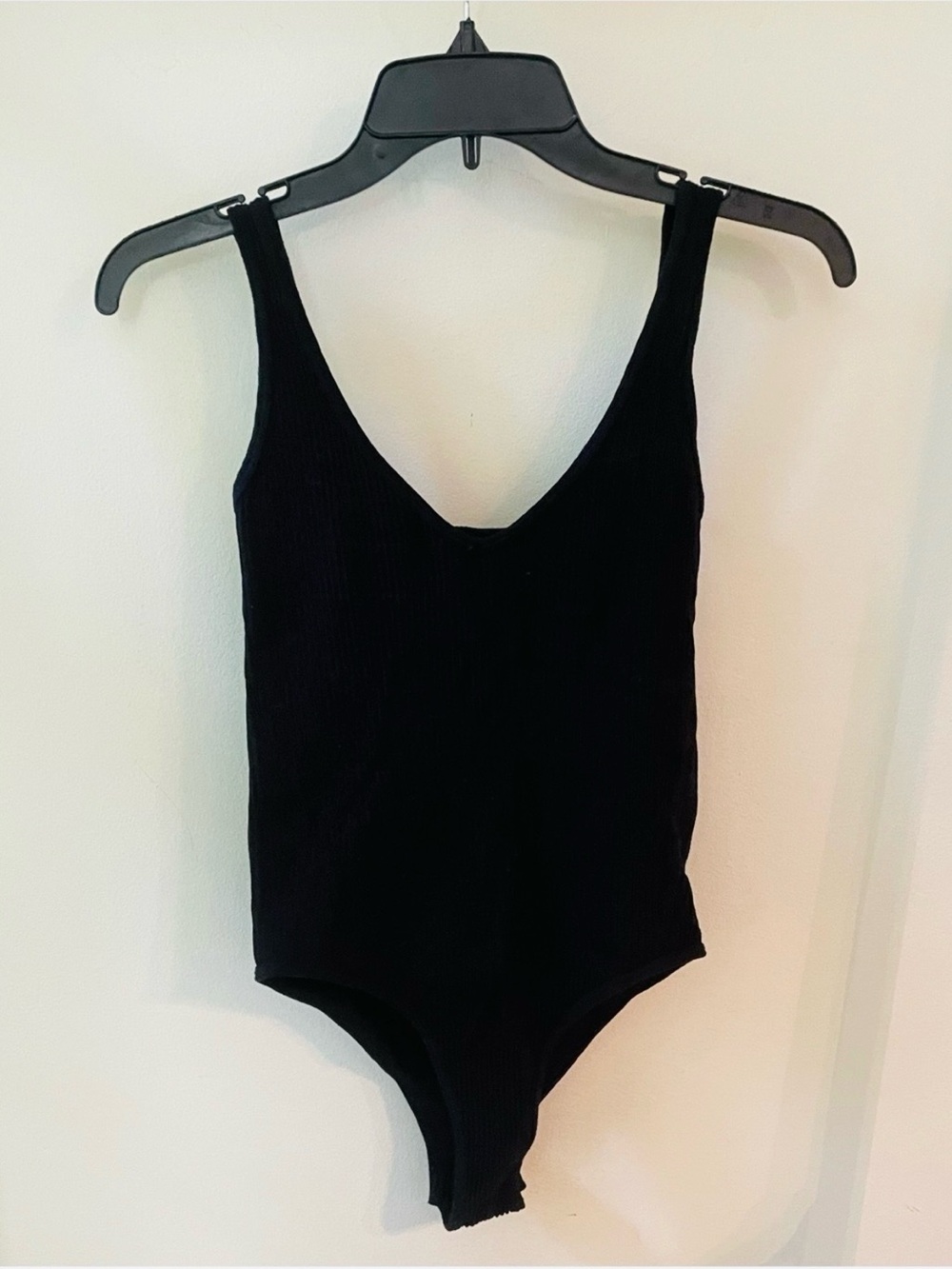 Black Rib-knit Bodysuit